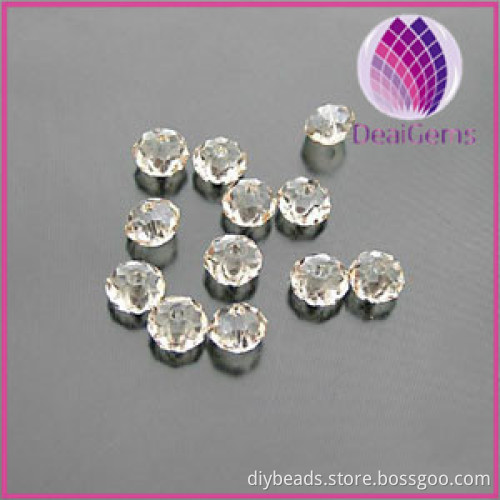 Bead,glass,champagne,4x6mm hand-faceted rondelle